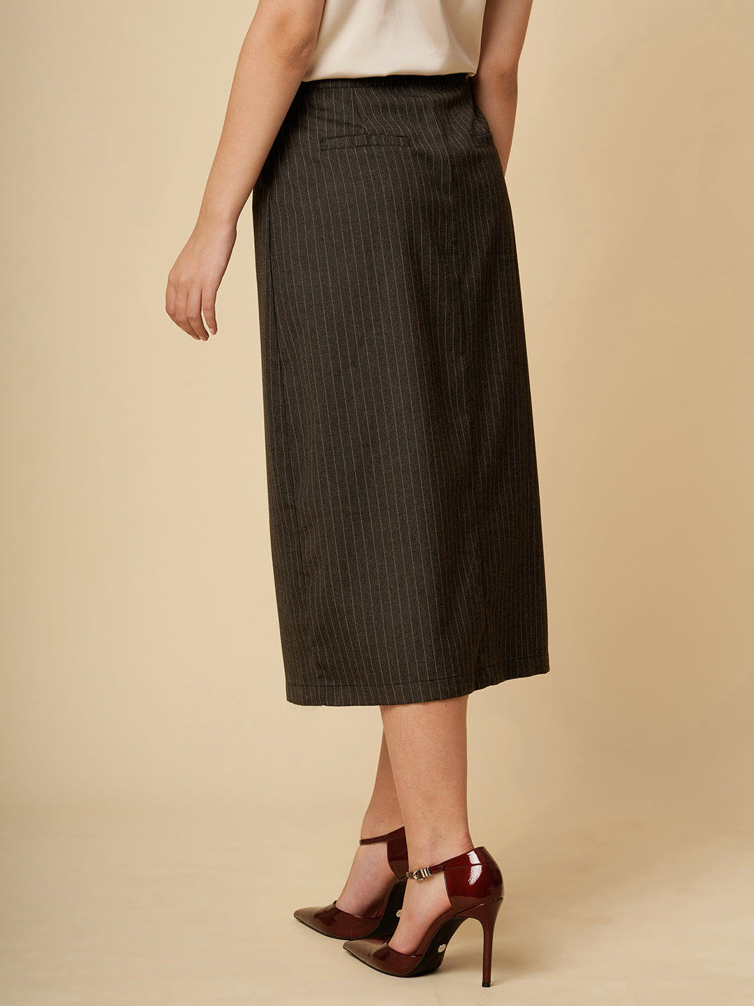 PINSTRIPE BUTTON DOWN SKIRT