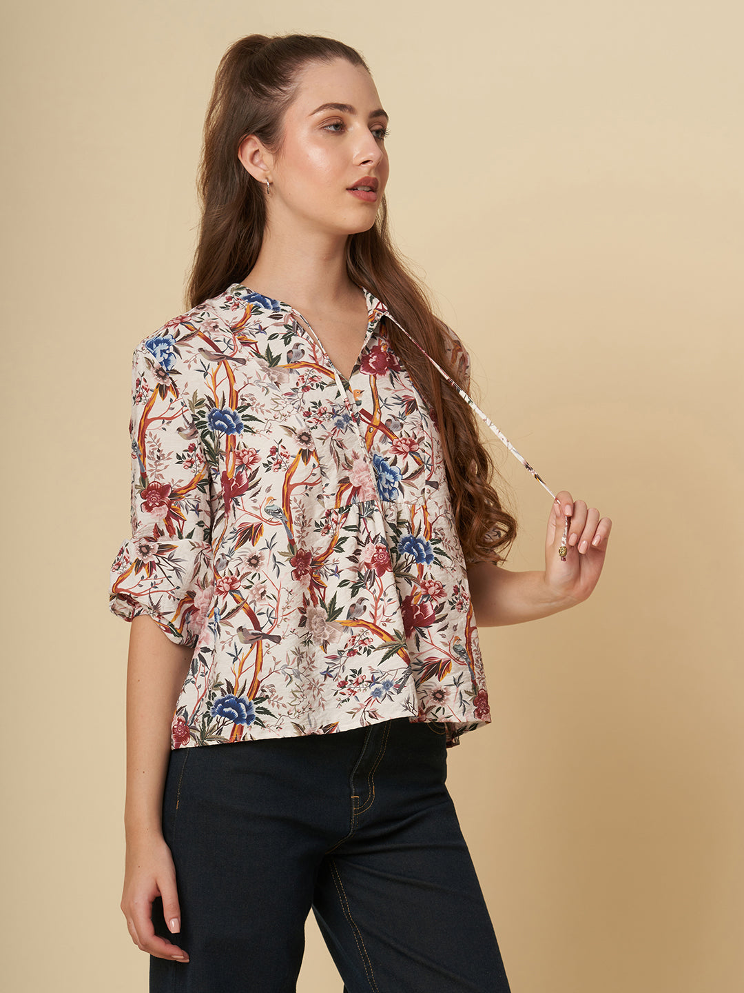 CRUSHED VISCOSE TUNIC TOP