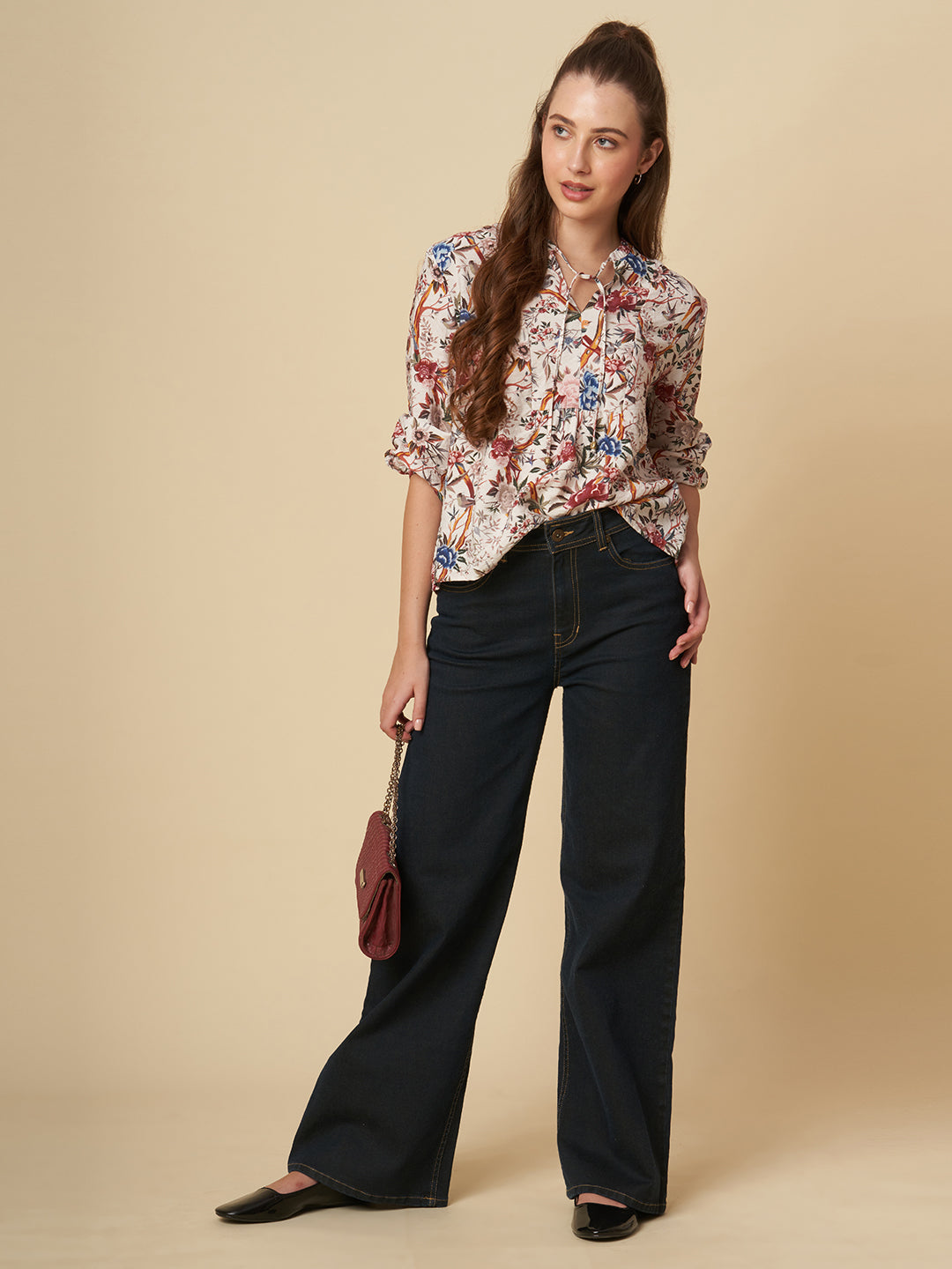 CRUSHED VISCOSE TUNIC TOP