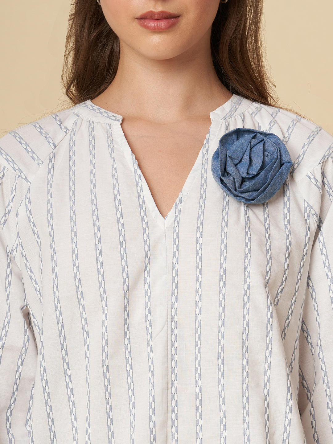 COTTON JACQUARD RAGLAN TOP