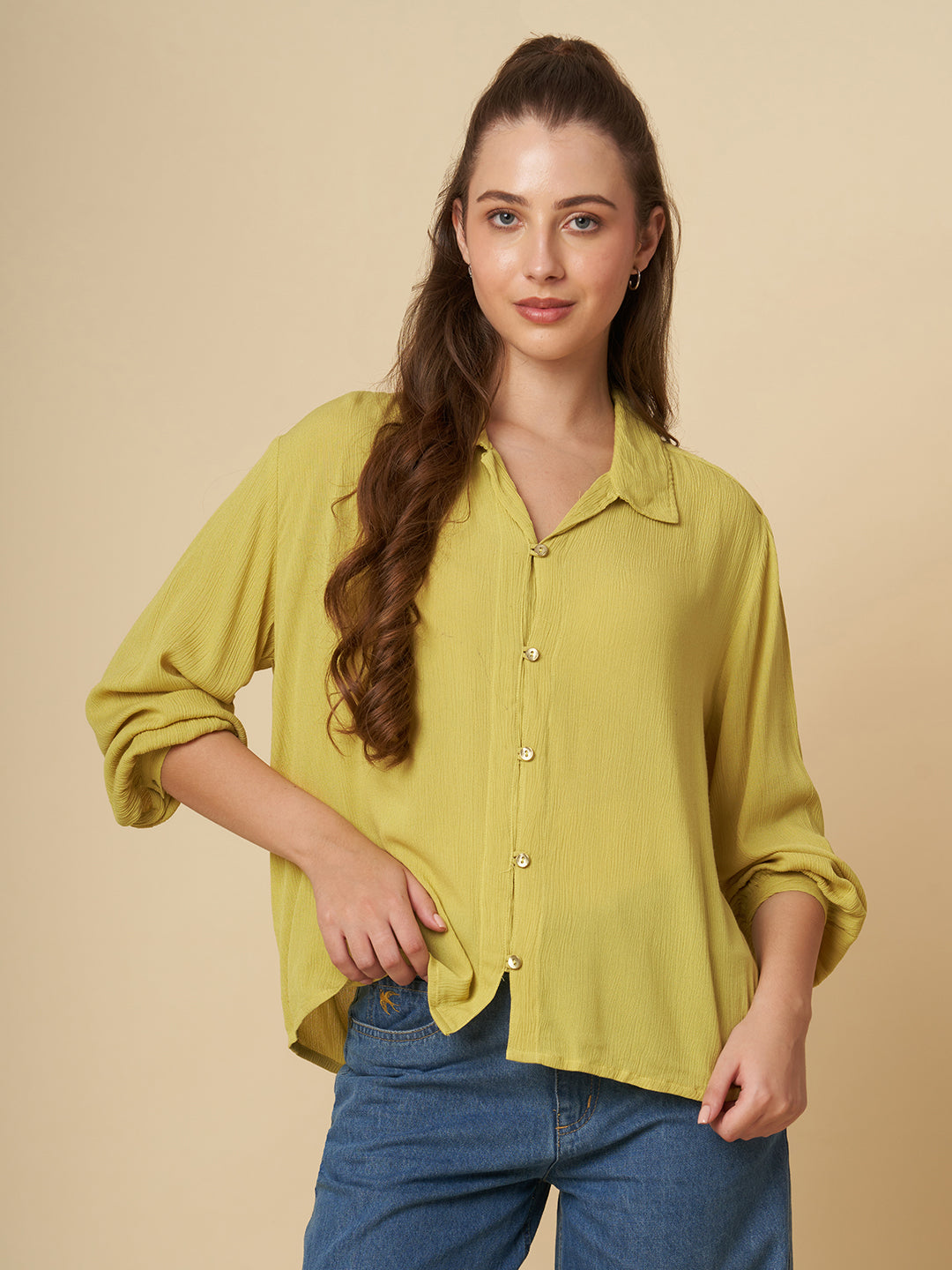 CRINKLE VISCOSE OVERSIZED SHIRT