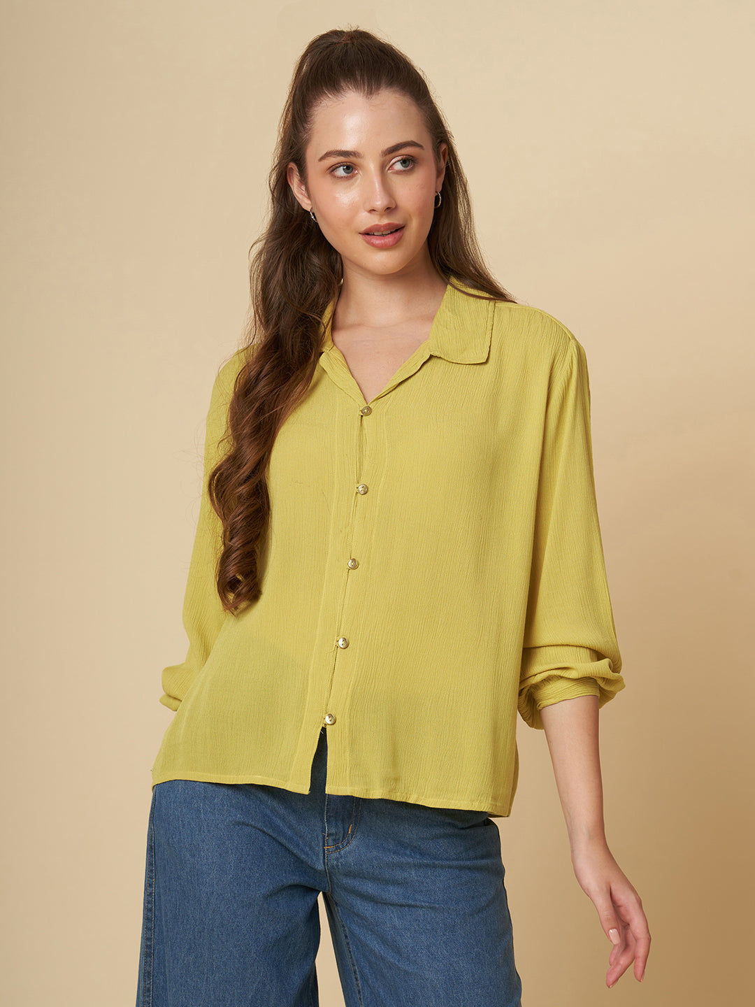 CRINKLE VISCOSE OVERSIZED SHIRT