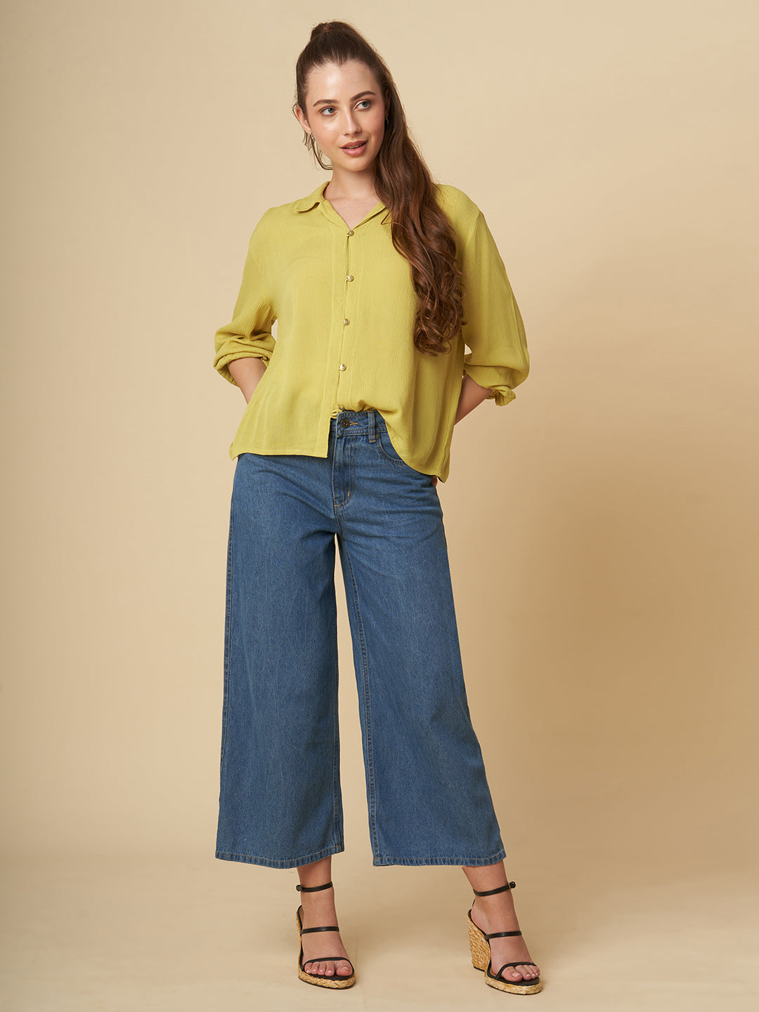 CRINKLE VISCOSE OVERSIZED SHIRT
