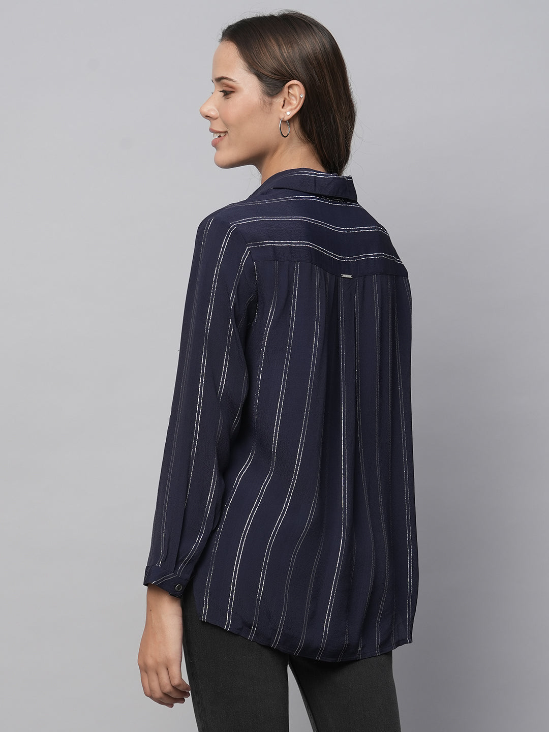 Viscose Lurex Crepe Fluid Shirt