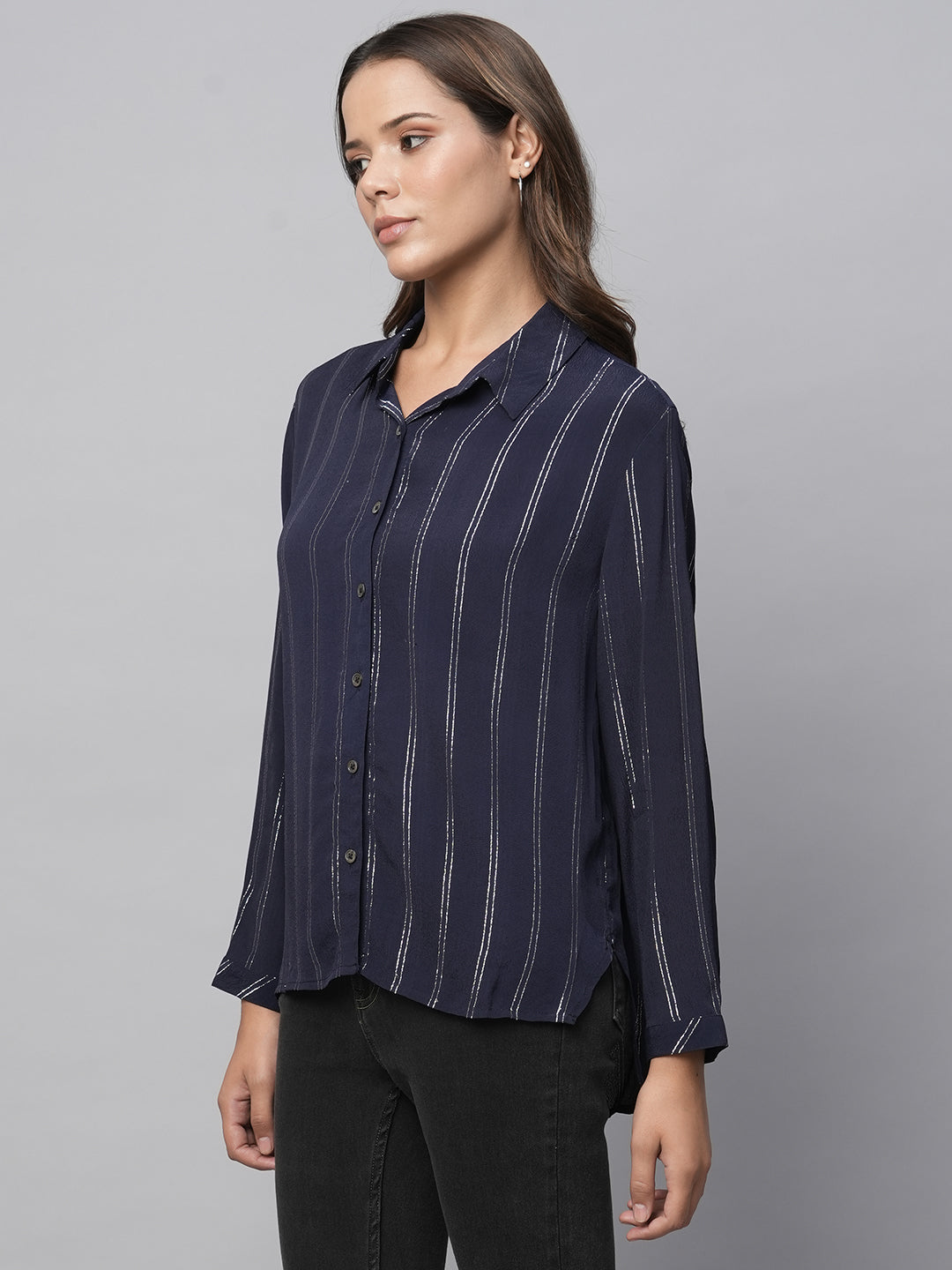 Viscose Lurex Crepe Fluid Shirt
