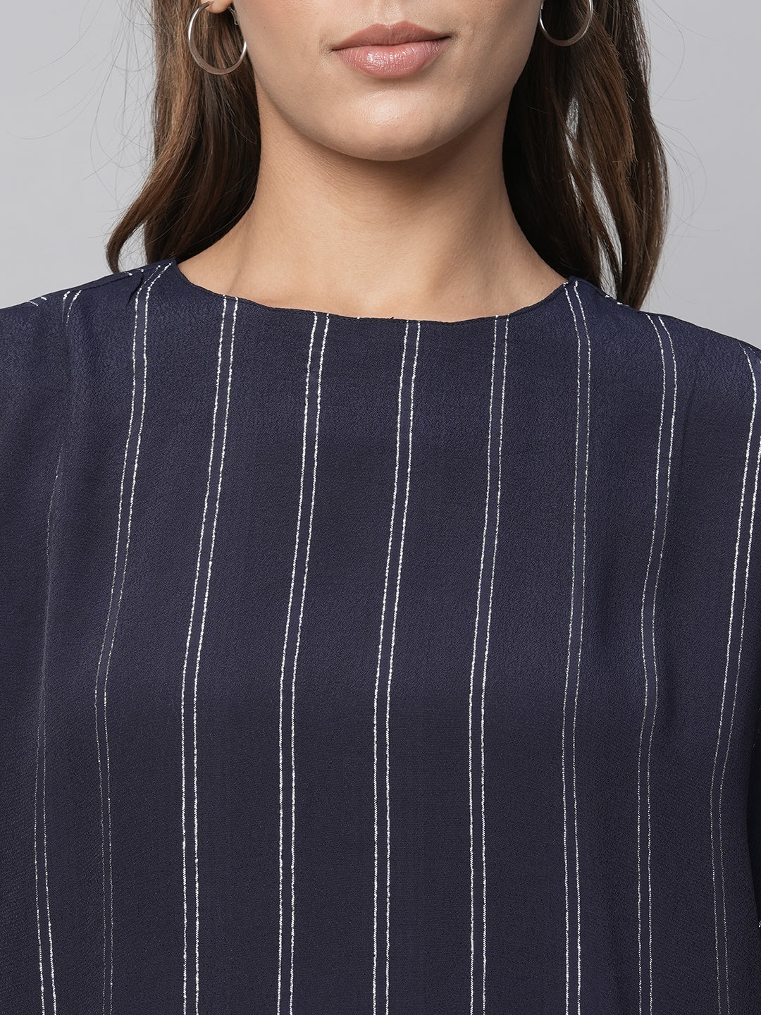 Viscose Lurex Crepe Drop Shoulder Boxy Top