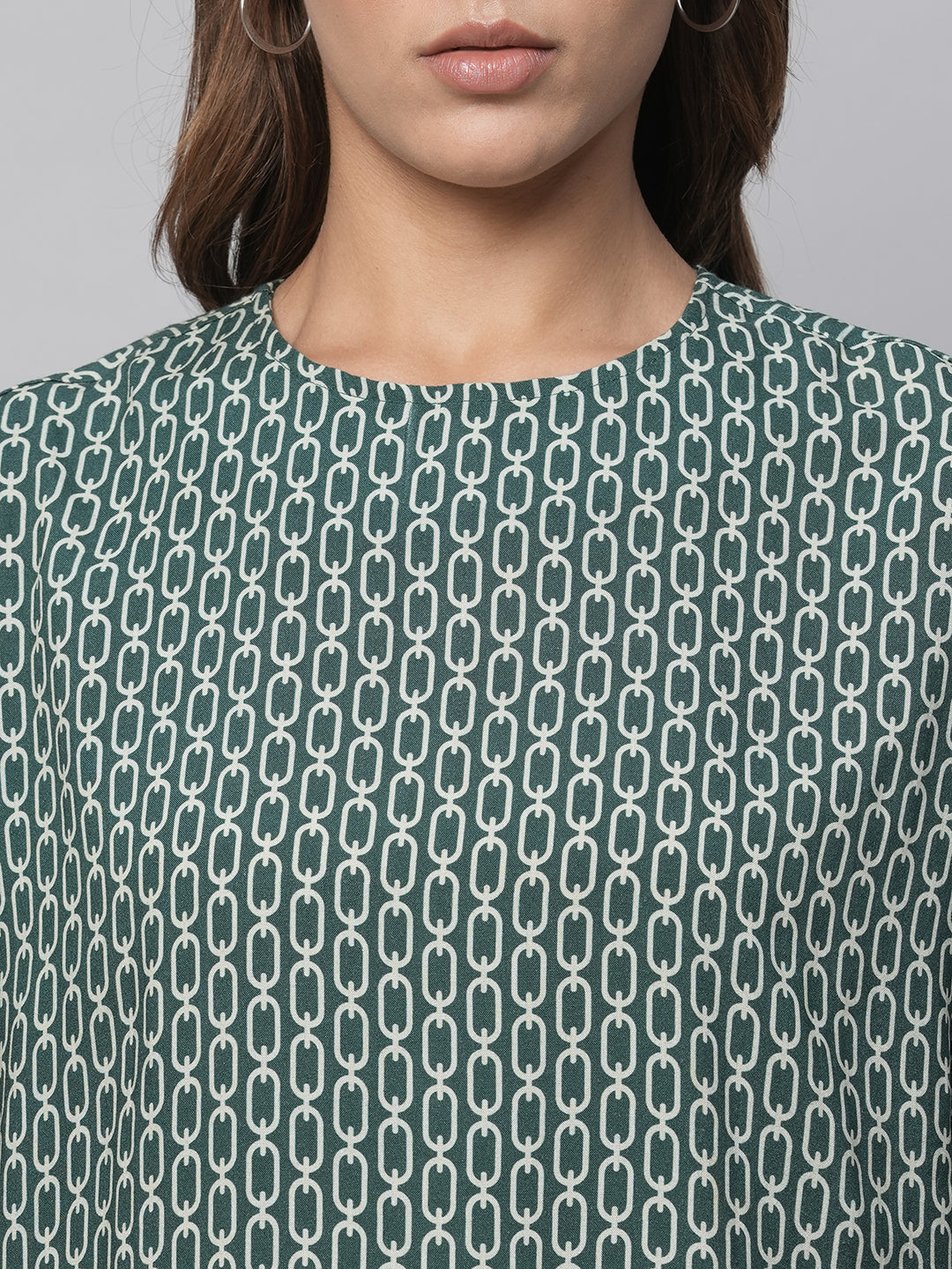 Printed Viscose Drop Shoulder Boxy Top