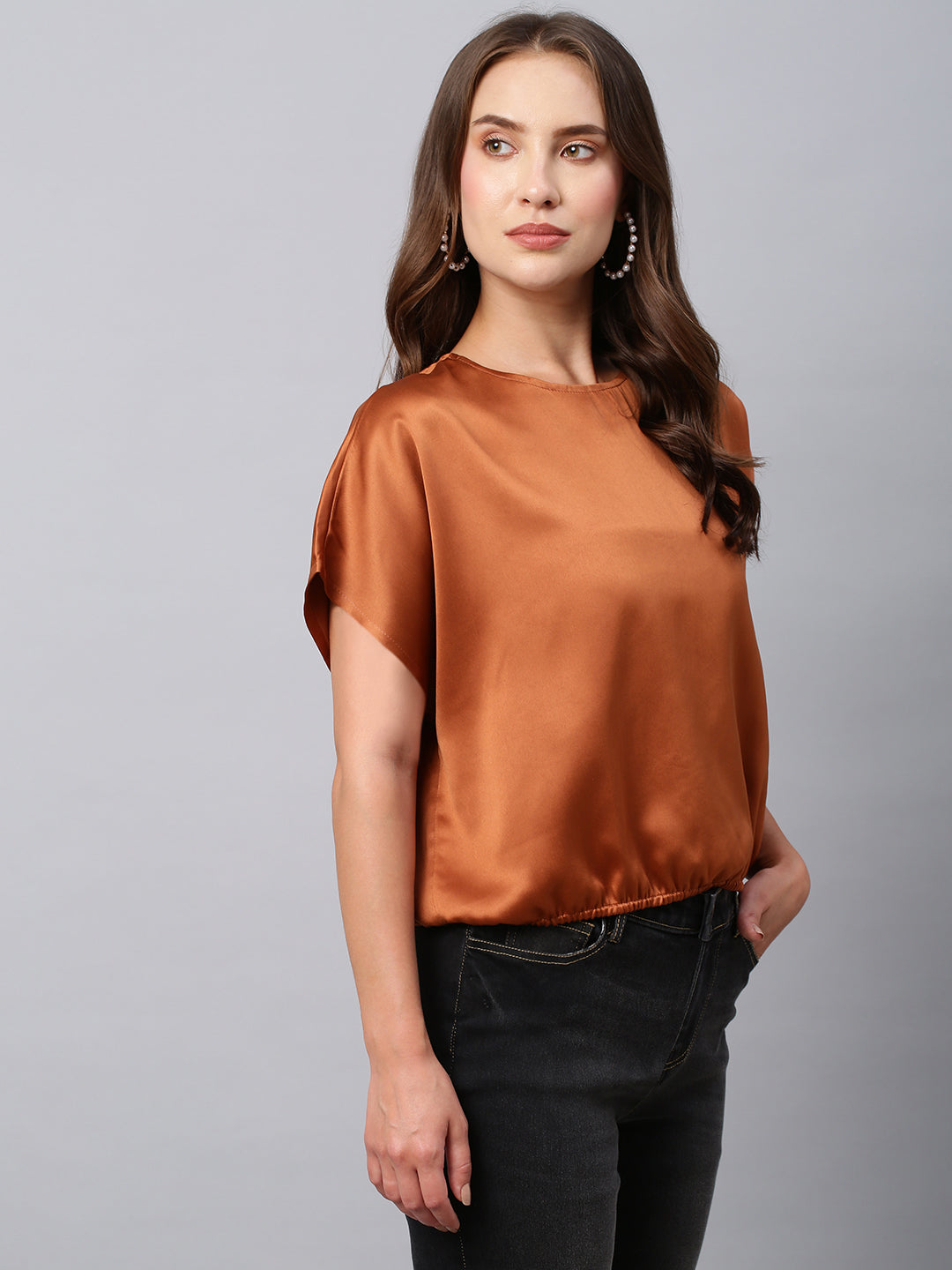 Satin Blouson With An Elasticated Hemline