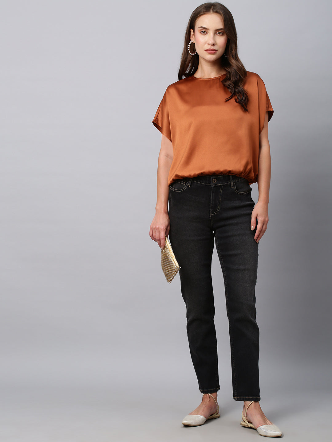 Satin Blouson With An Elasticated Hemline