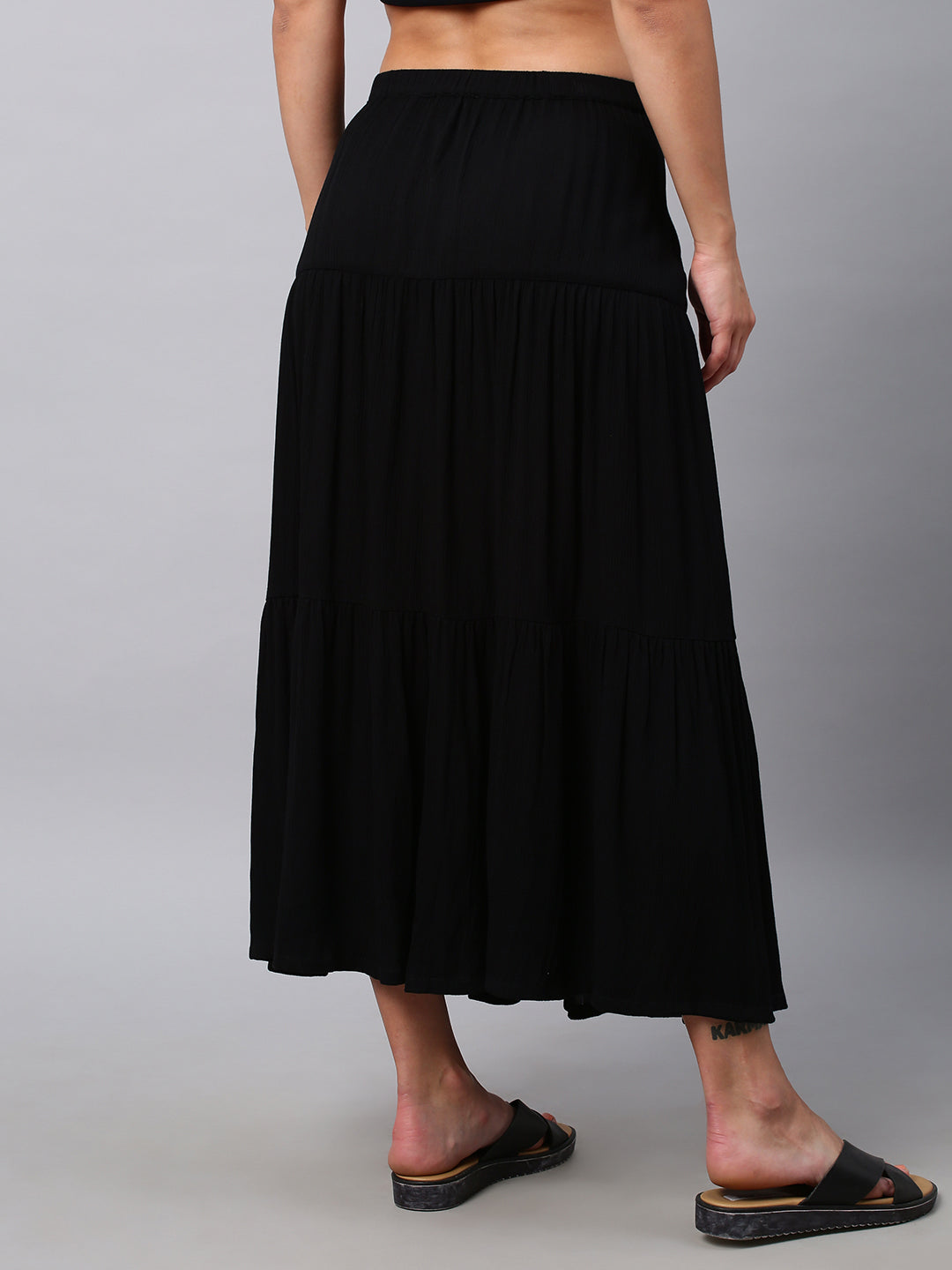 Crinkle Rayon Tiered Skirt