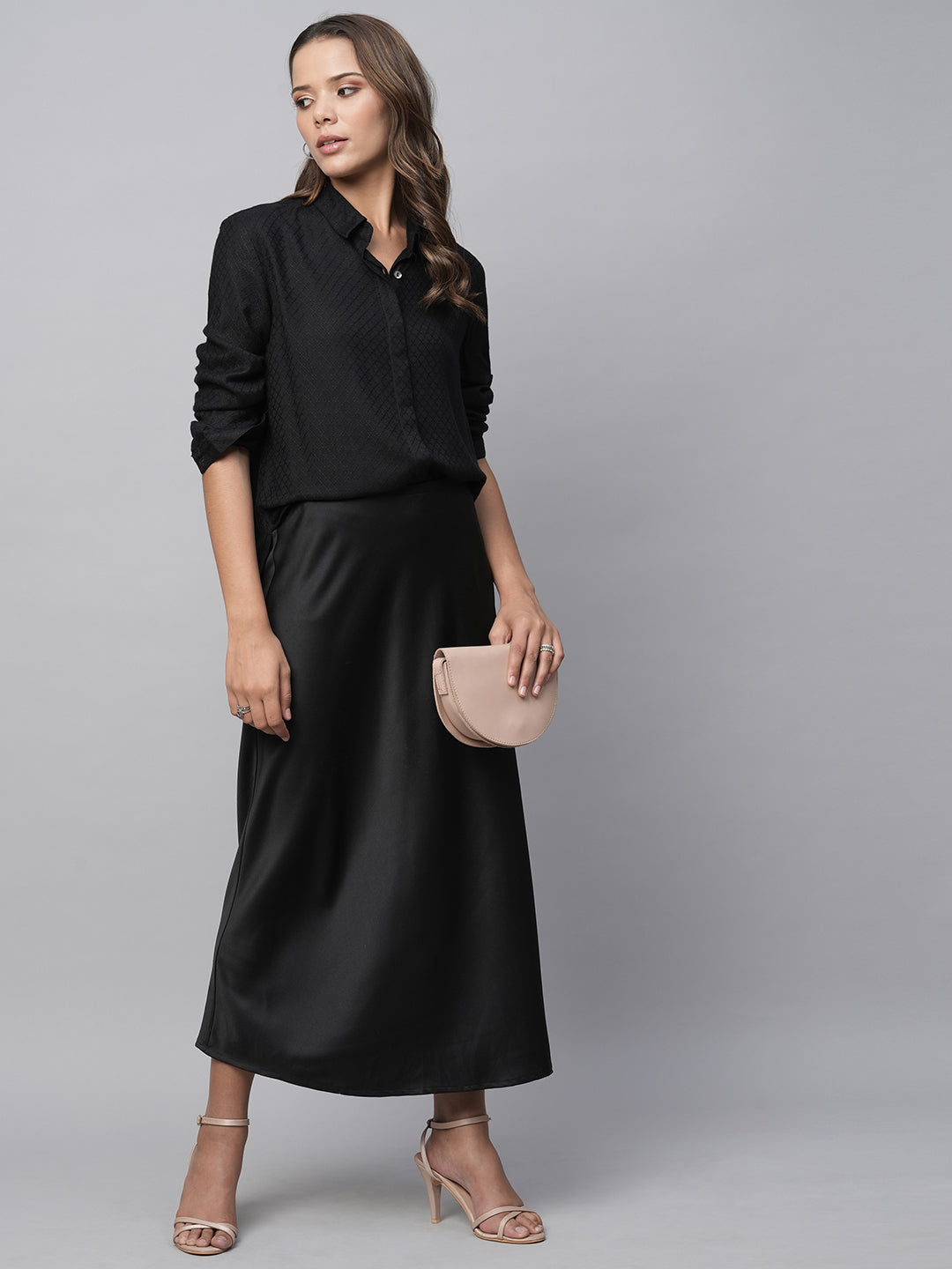 Silk Satin Bias Cut Skirt