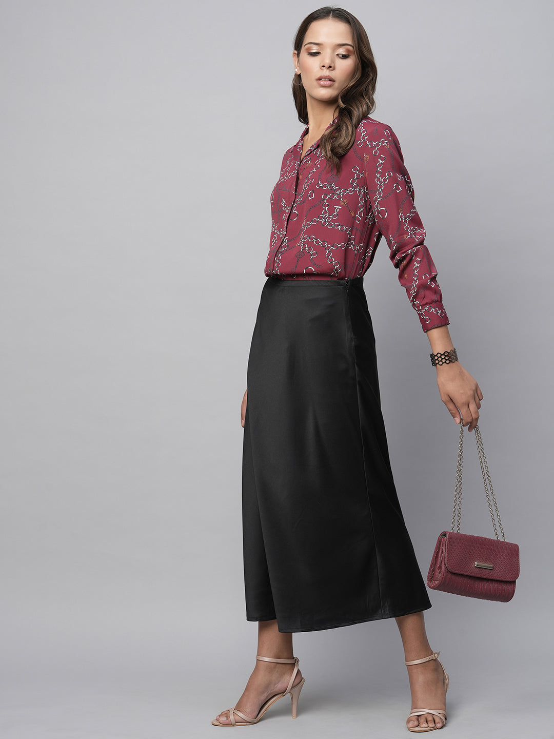 Silk Satin Bias Cut Skirt