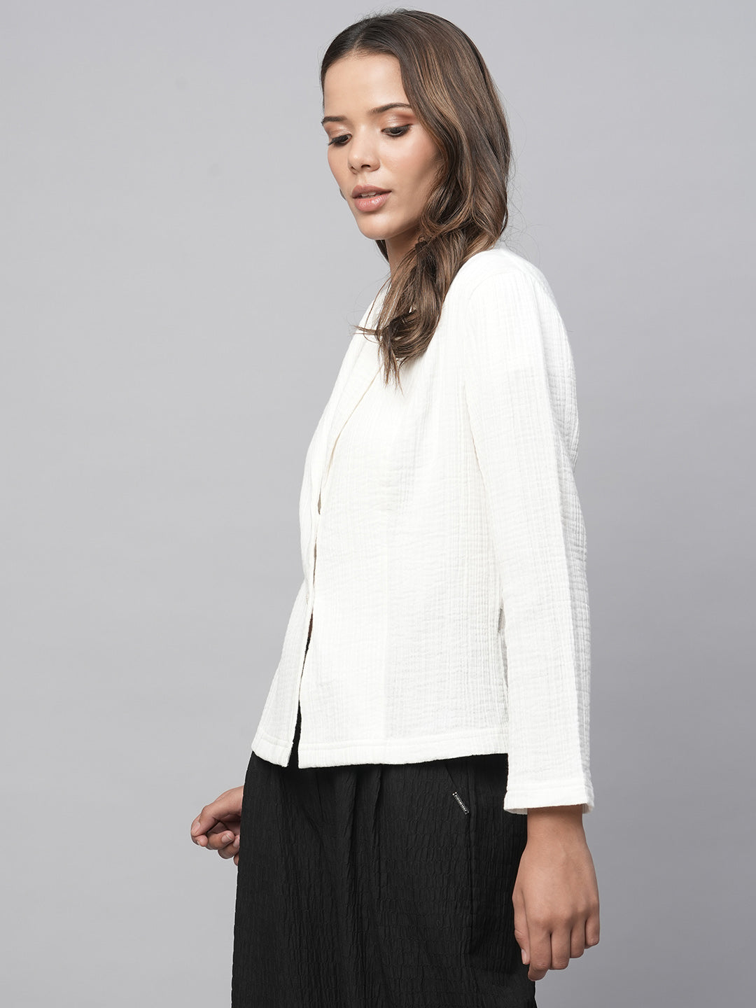 Crinkle Cotton Unlined Fluid Jacket