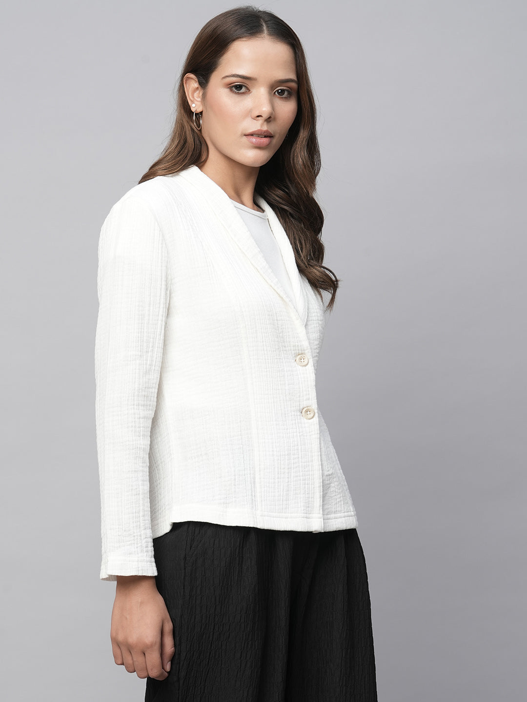 Crinkle Cotton Unlined Fluid Jacket