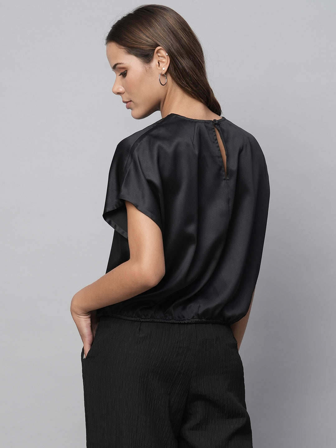 Satin Blouson With An Elasticated Hemline
