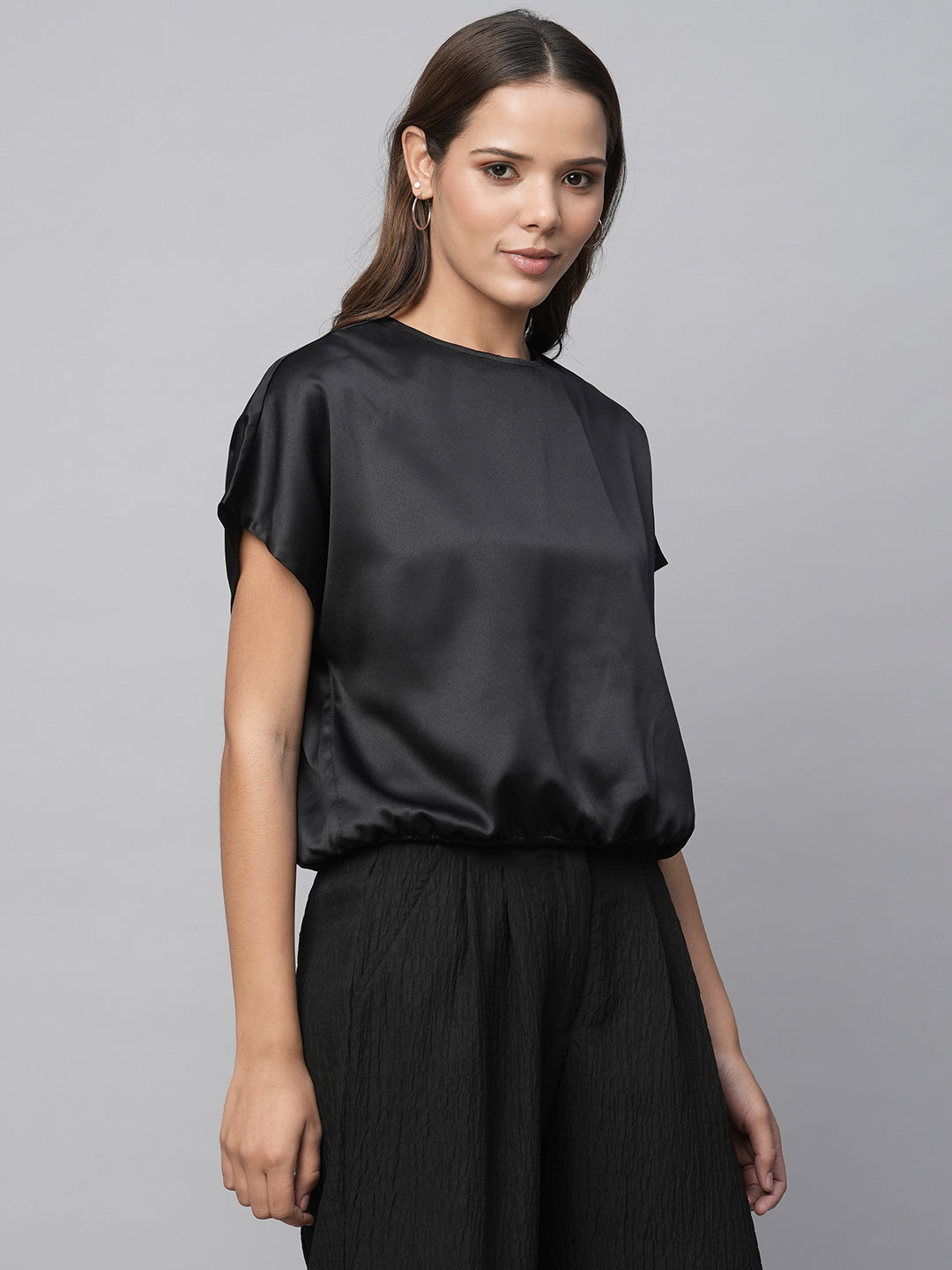 Satin Blouson With An Elasticated Hemline
