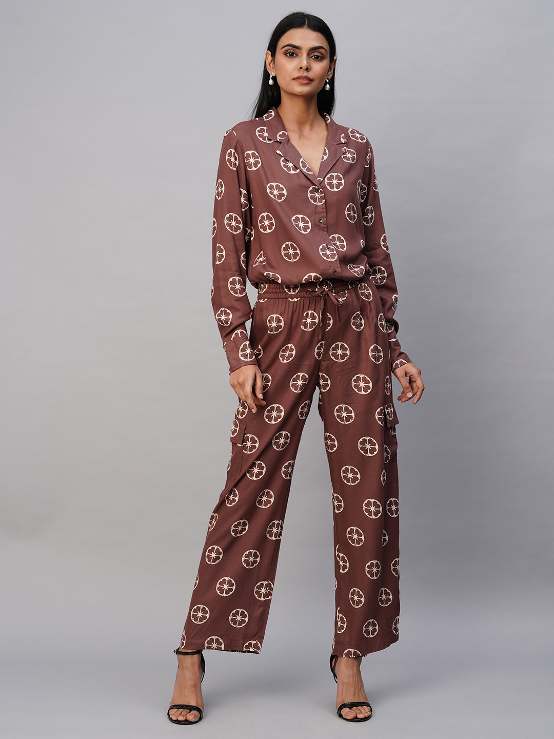 Bohemian Polka Viscose Twill Camp Collar Shirt & Fluid Cargo Trouser Co-Ord Set