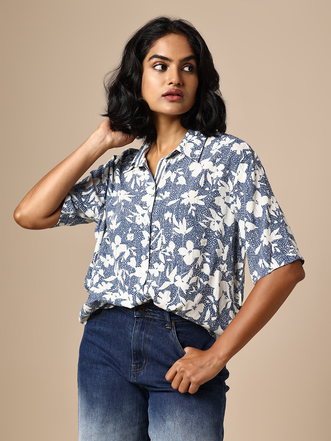 PRINTED LUREX CREPE SHIRT