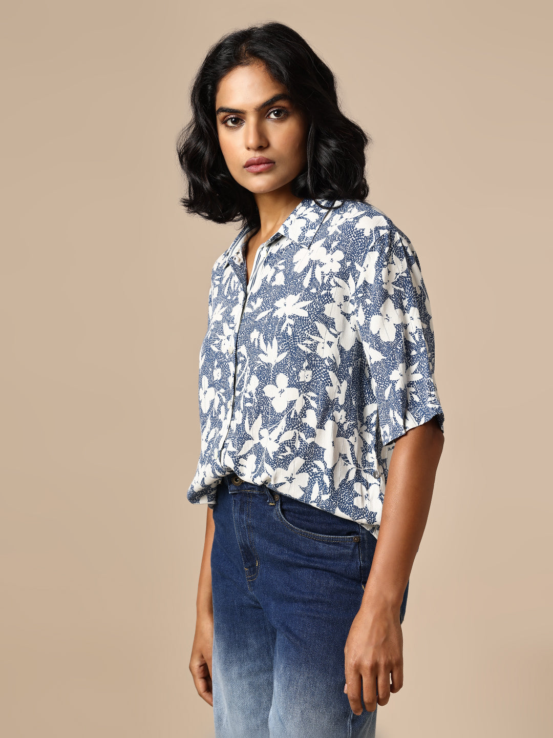 PRINTED LUREX CREPE SHIRT