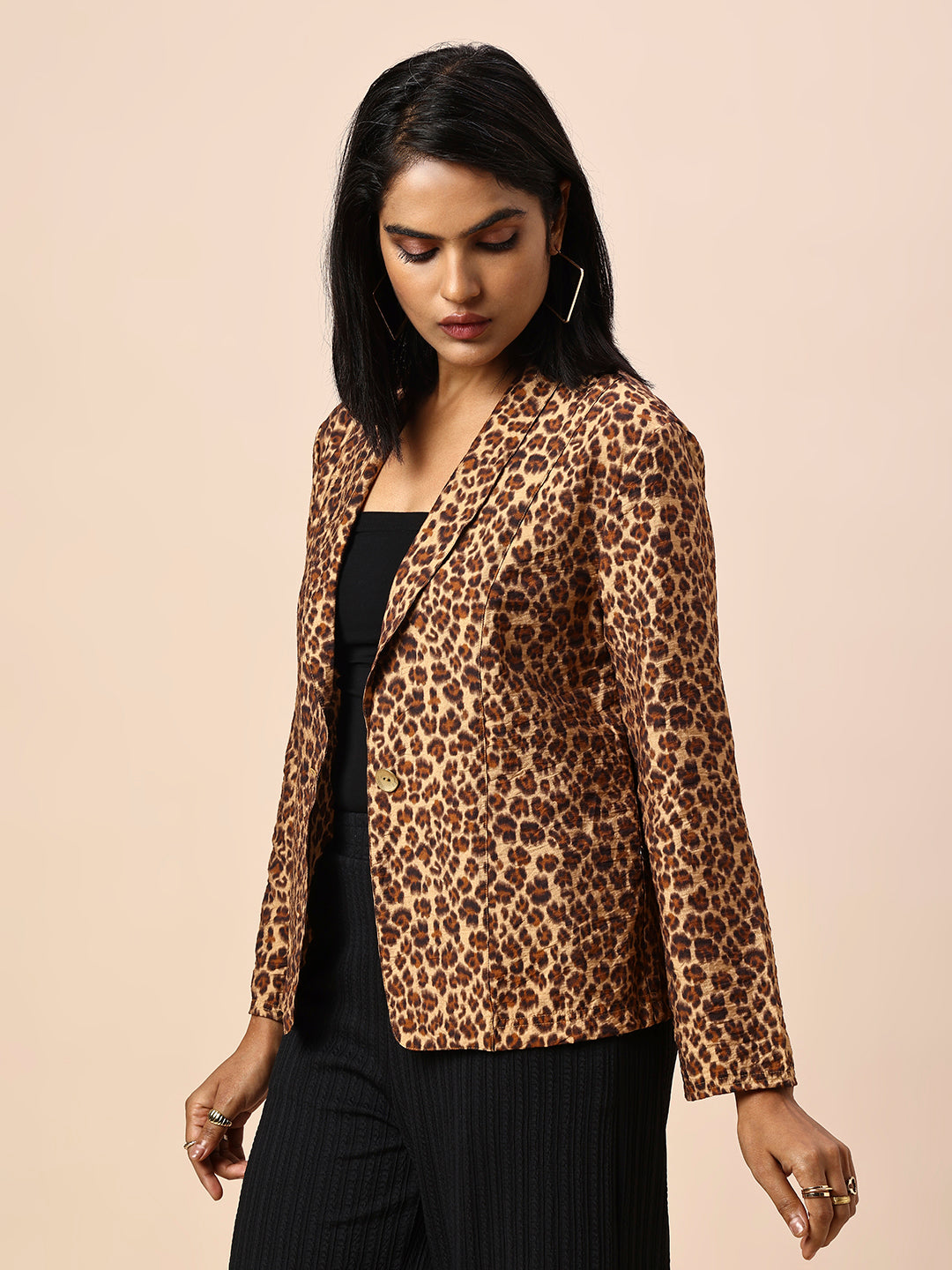 LEOPARD PRINTED FLUID BLAZER