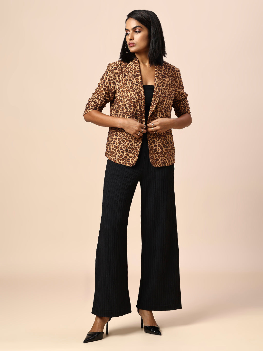 LEOPARD PRINTED FLUID BLAZER