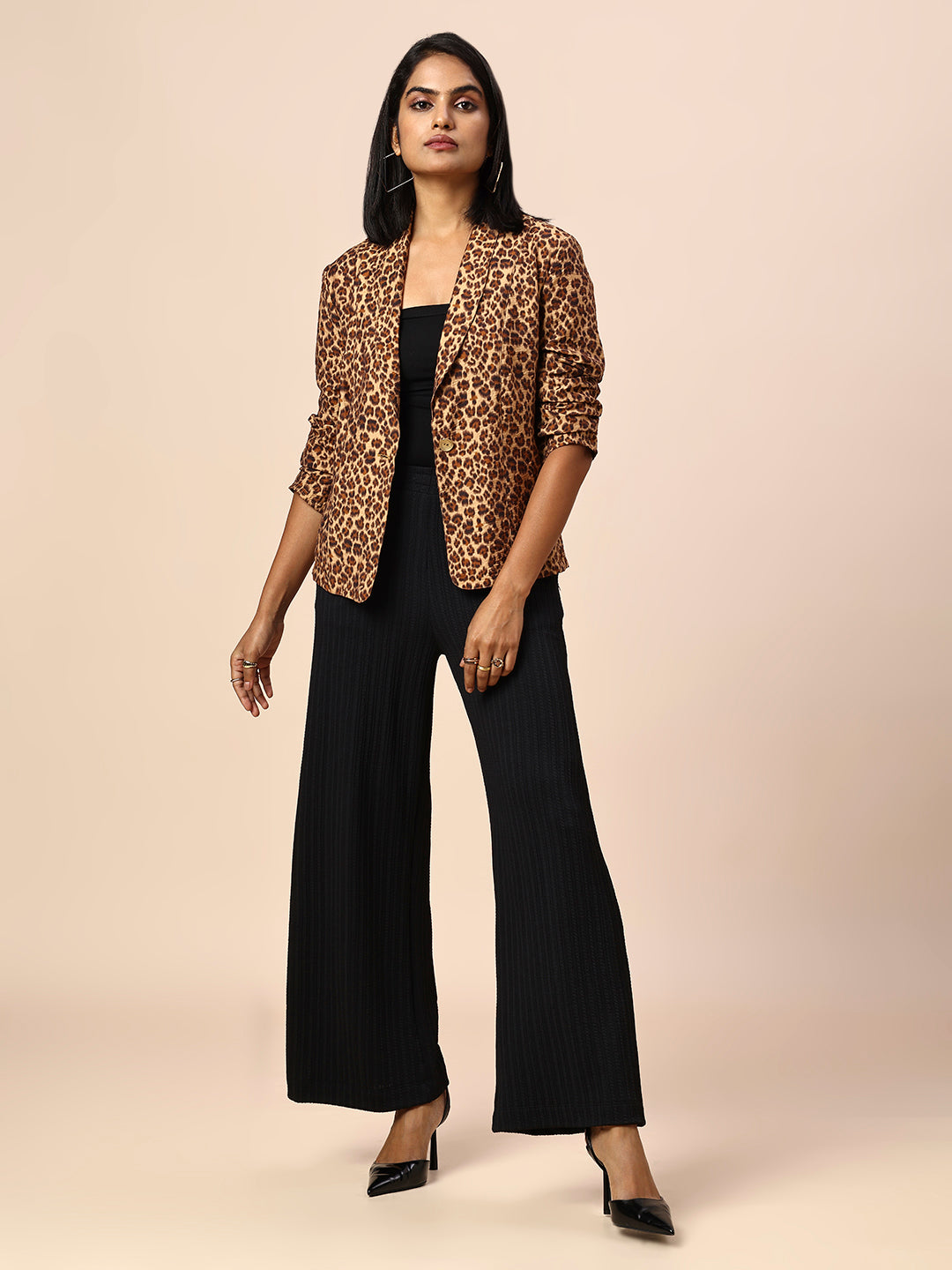 LEOPARD PRINTED FLUID BLAZER