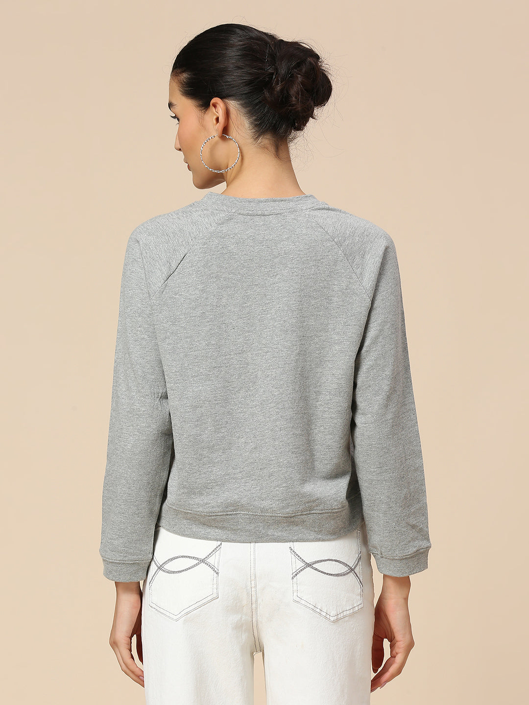 GREY MELANGE RAGLAN SLEEVE ESSENTIAL TEE