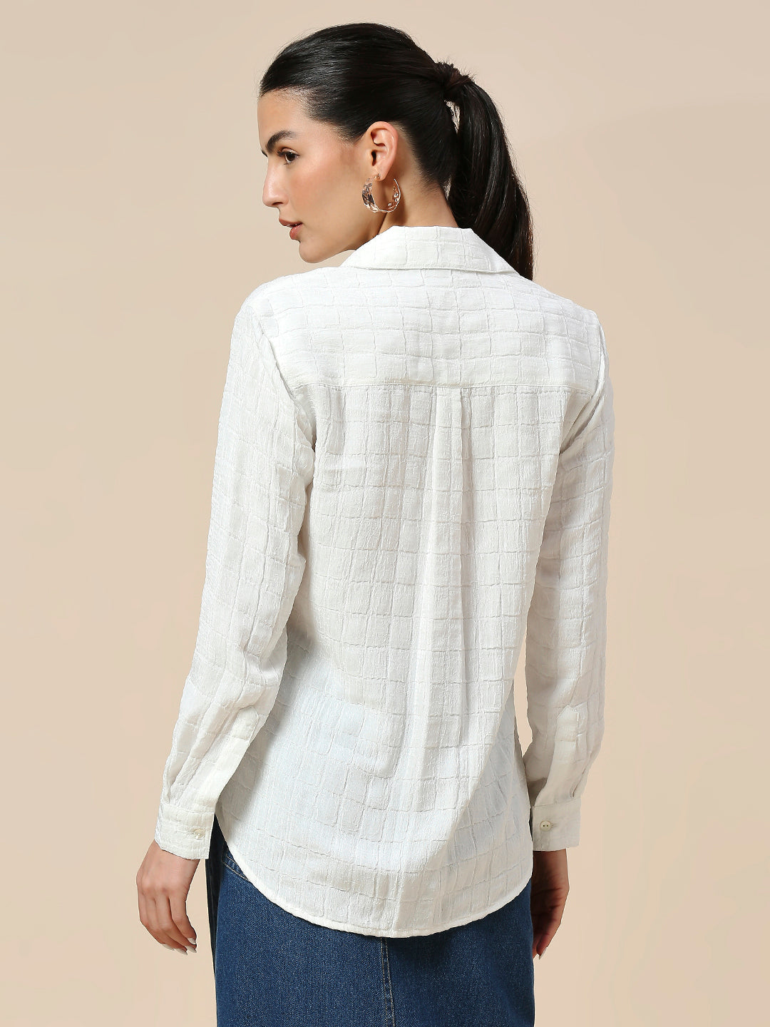 TEXTURED POLY CRUSH ESSENTIAL SHIRT