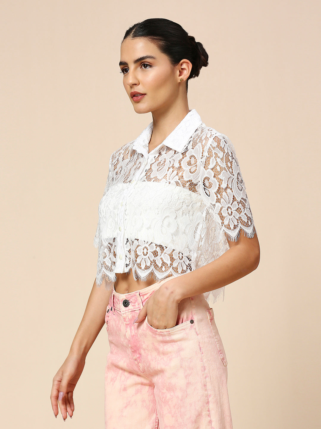 CROPPED LACE SHIRT
