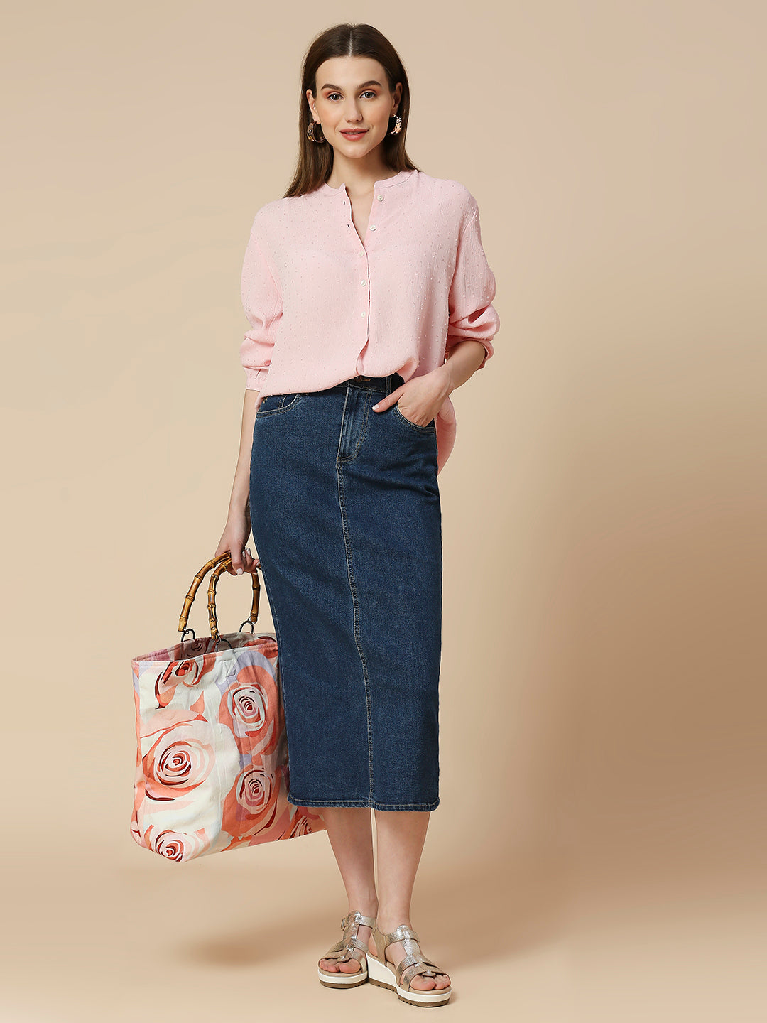 VISCOSE JACQUARD CREPE EASY FIT POP OVER SHIRT