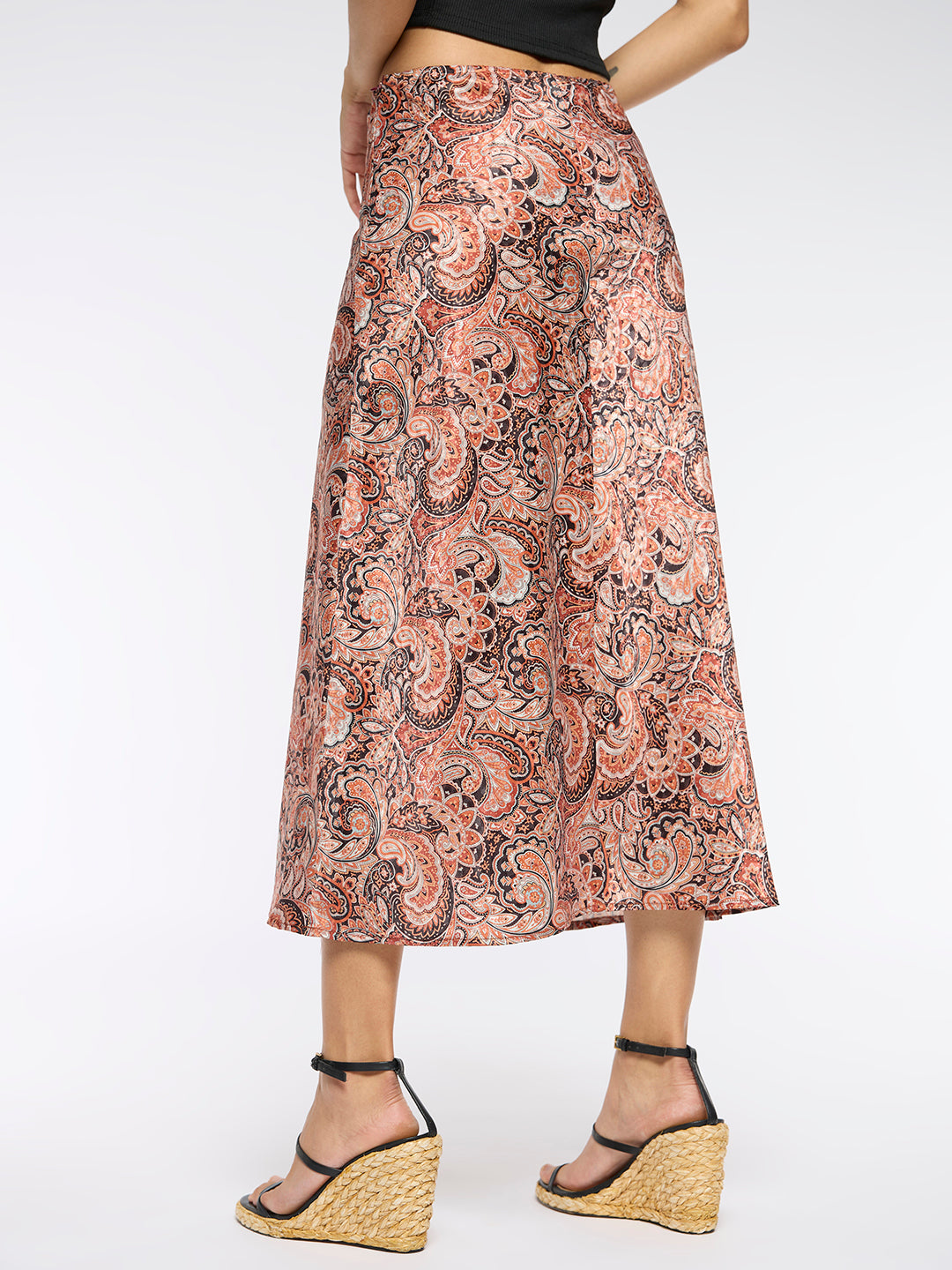 PAISLEY SATIN JACQUARD BIAS SKIRT