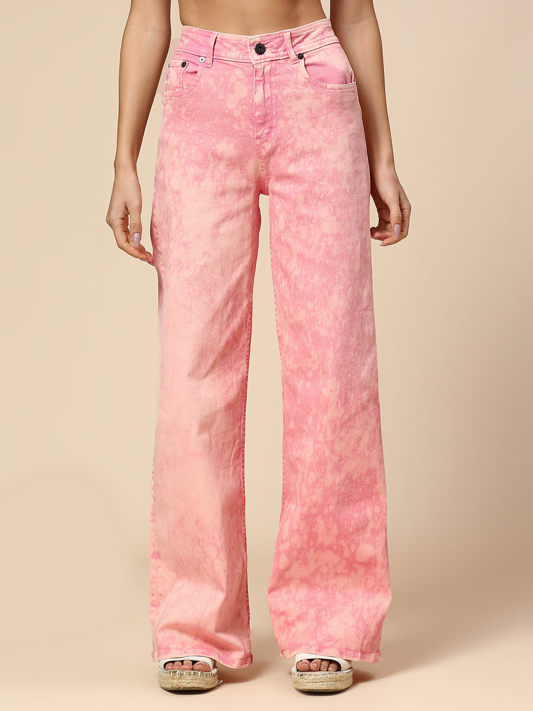 ACID WASH OVERDYED WIDE LEG 5 POCKET JEANS