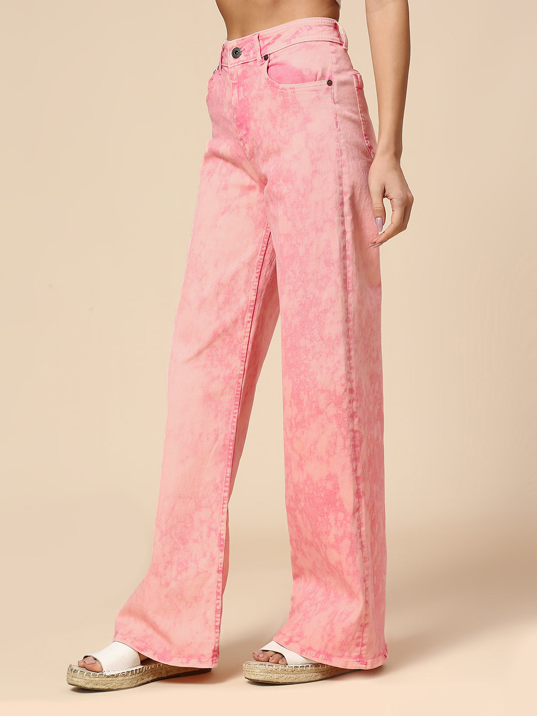 ACID WASH OVERDYED WIDE LEG 5 POCKET JEANS