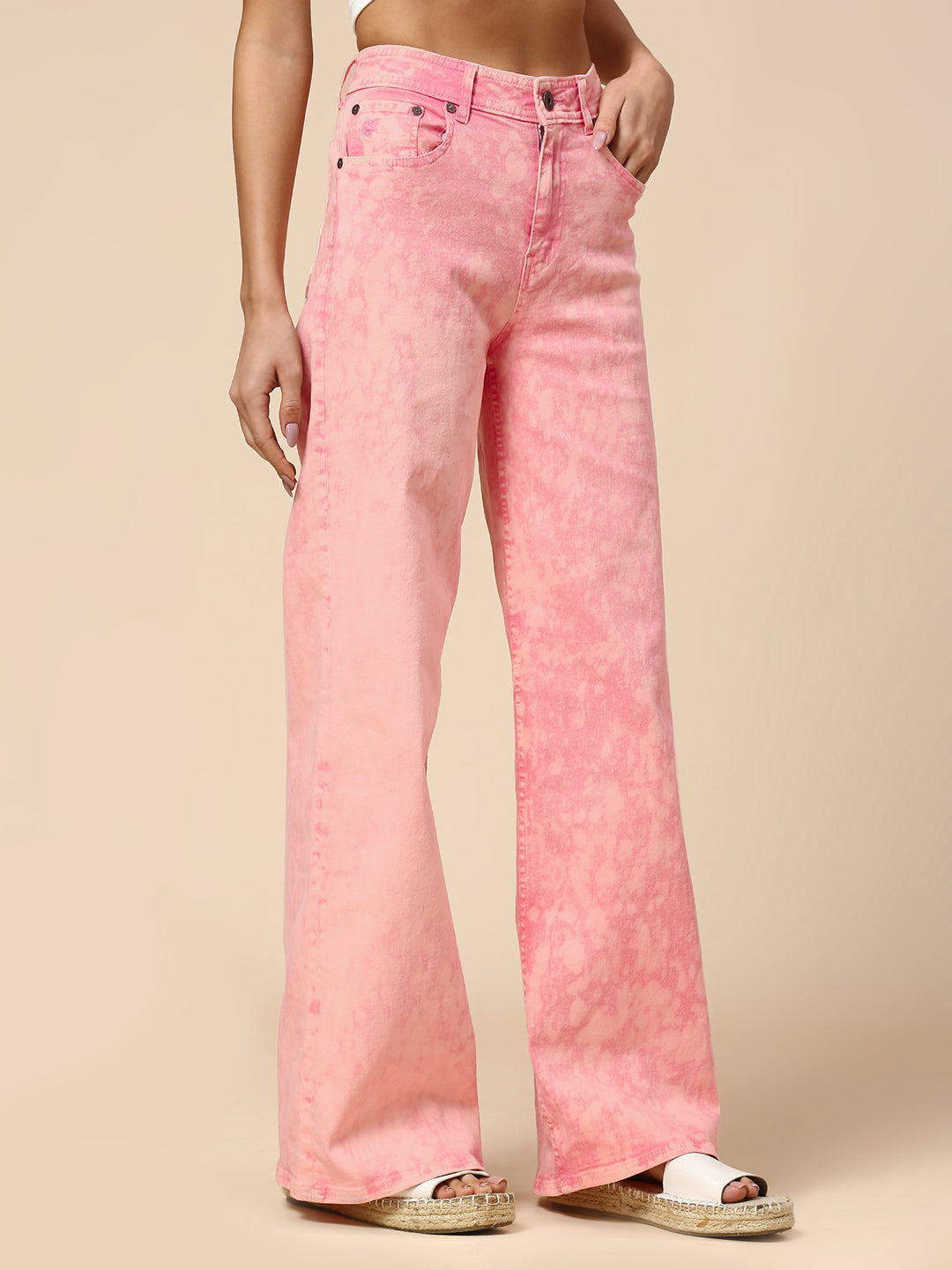 ACID WASH OVERDYED WIDE LEG 5 POCKET JEANS