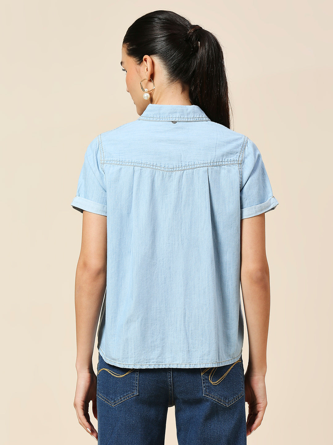 ICE WASH DENIM ESSENTIAL SHORT SLEEVE SHIRT