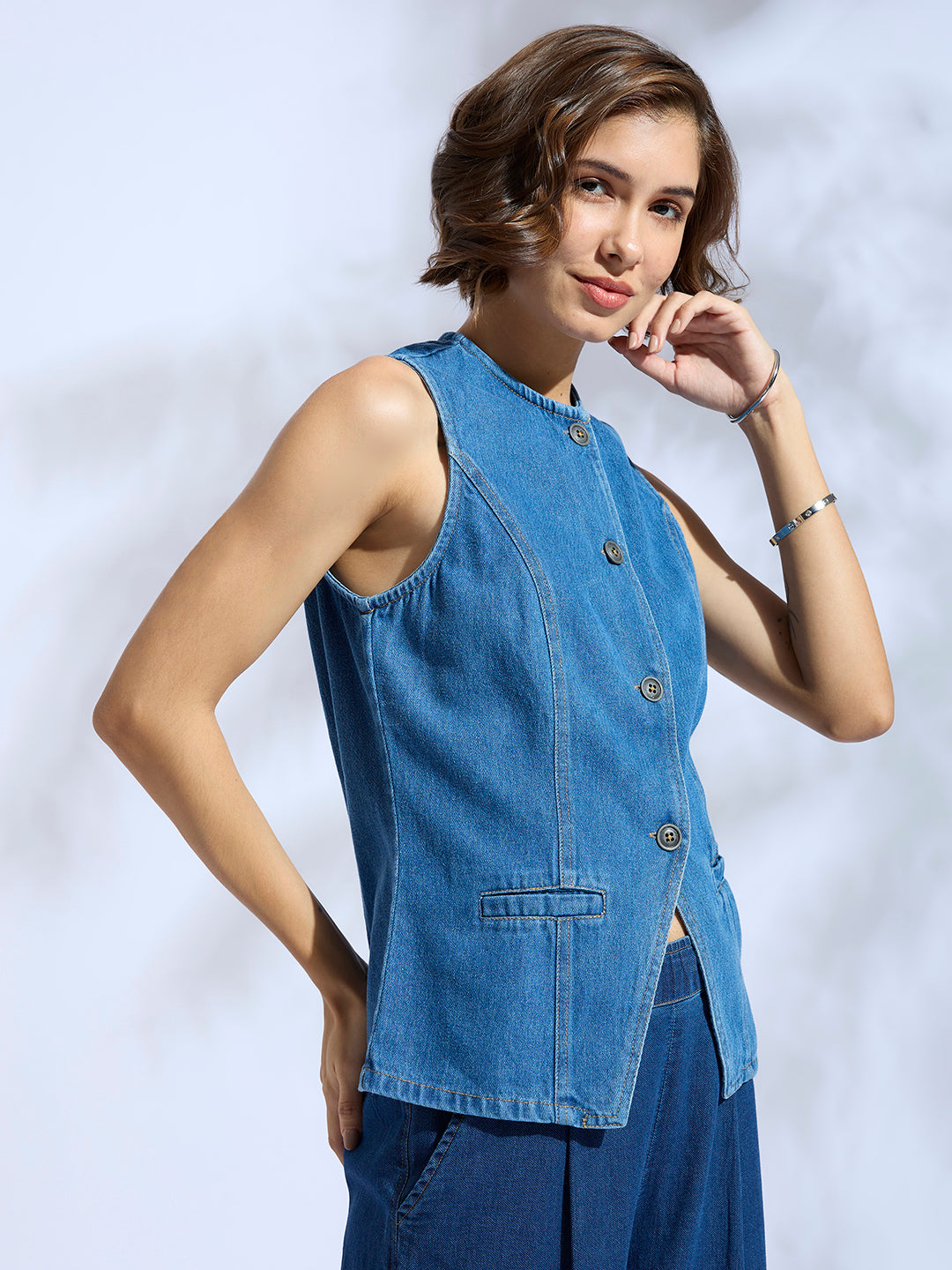 DENIM PANELLED VEST