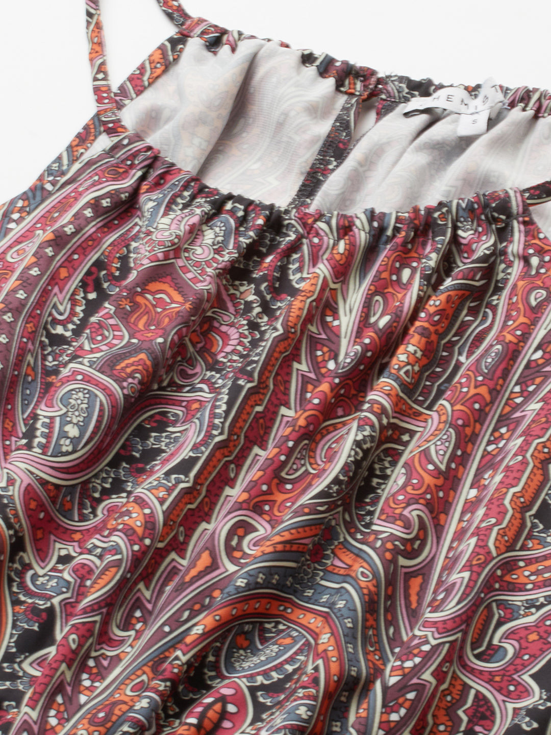 Paisley Printed Satin Halter Dress With Jewelled Tassels