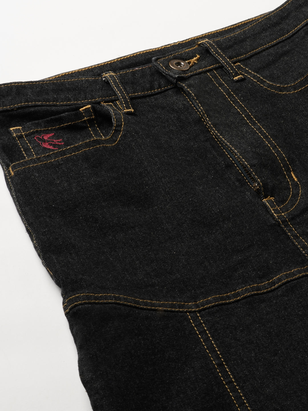 Black Denim Fit N Flare Skirt