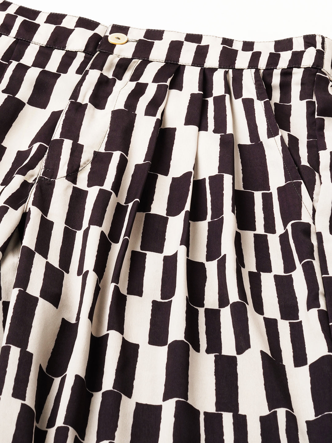 SATIN PRINTED PLEATED STRAIGHT LEG FLUID TROUSERS