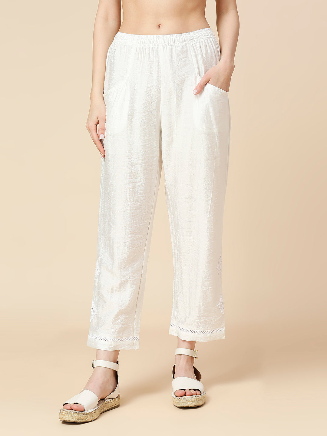 POLY CRUSH PULL ON PJ'S WITH CROCHET PATCH INSERTS & TRIMMING