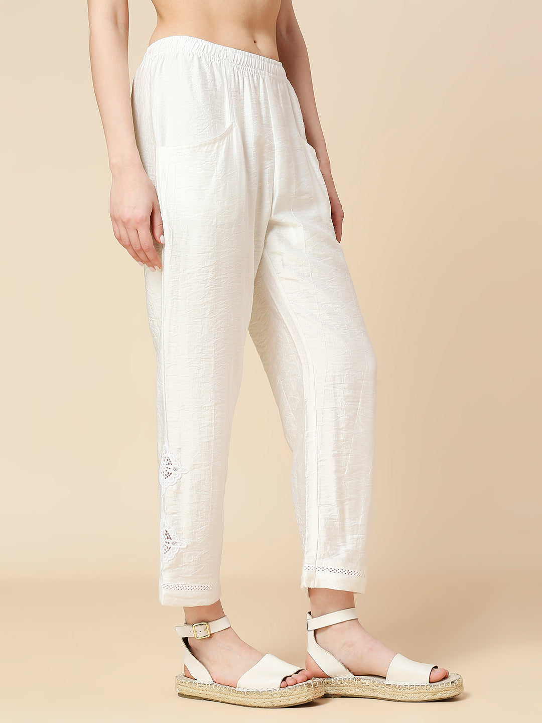 POLY CRUSH PULL ON PJ'S WITH CROCHET PATCH INSERTS & TRIMMING