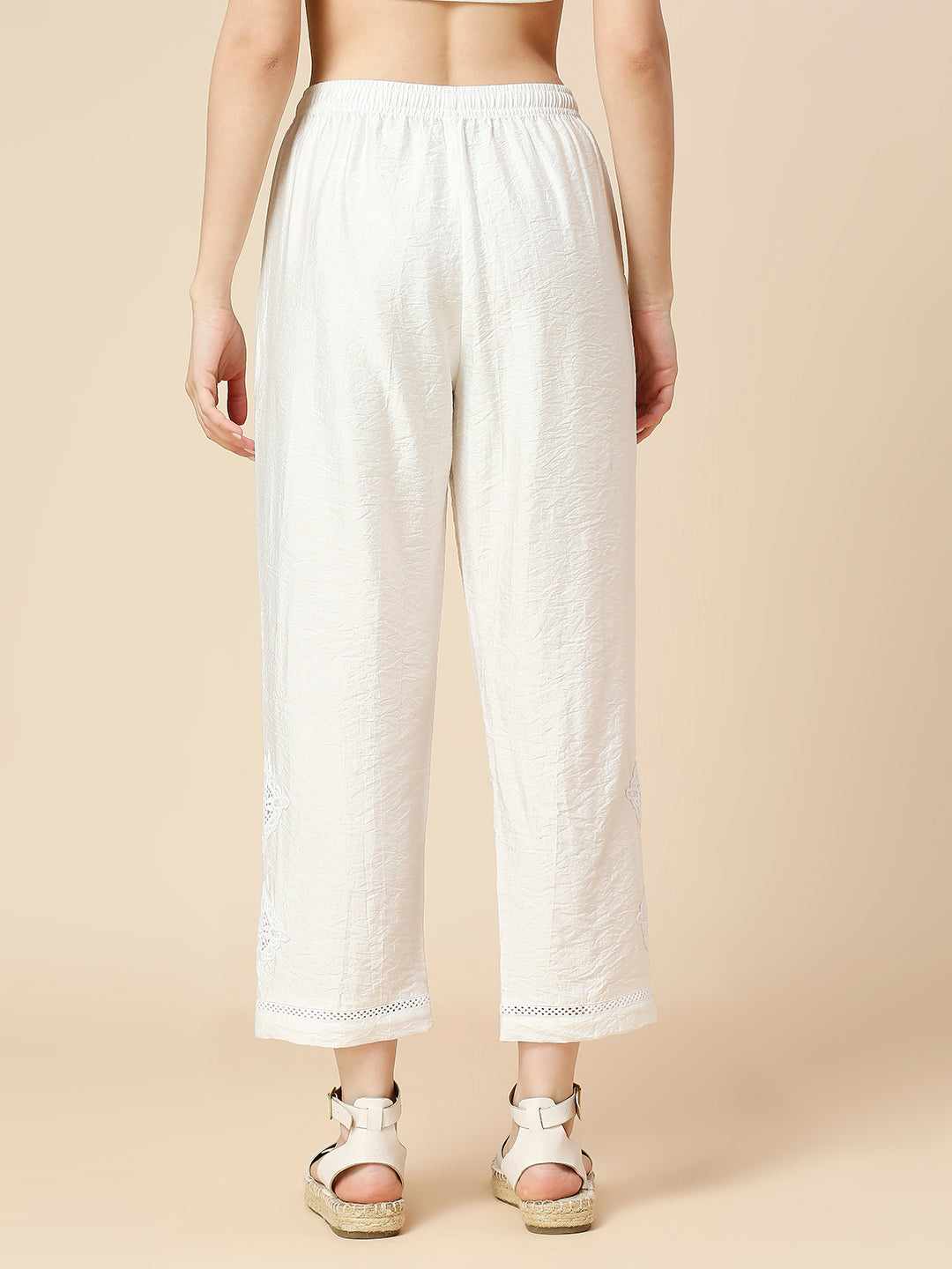 POLY CRUSH PULL ON PJ'S WITH CROCHET PATCH INSERTS & TRIMMING