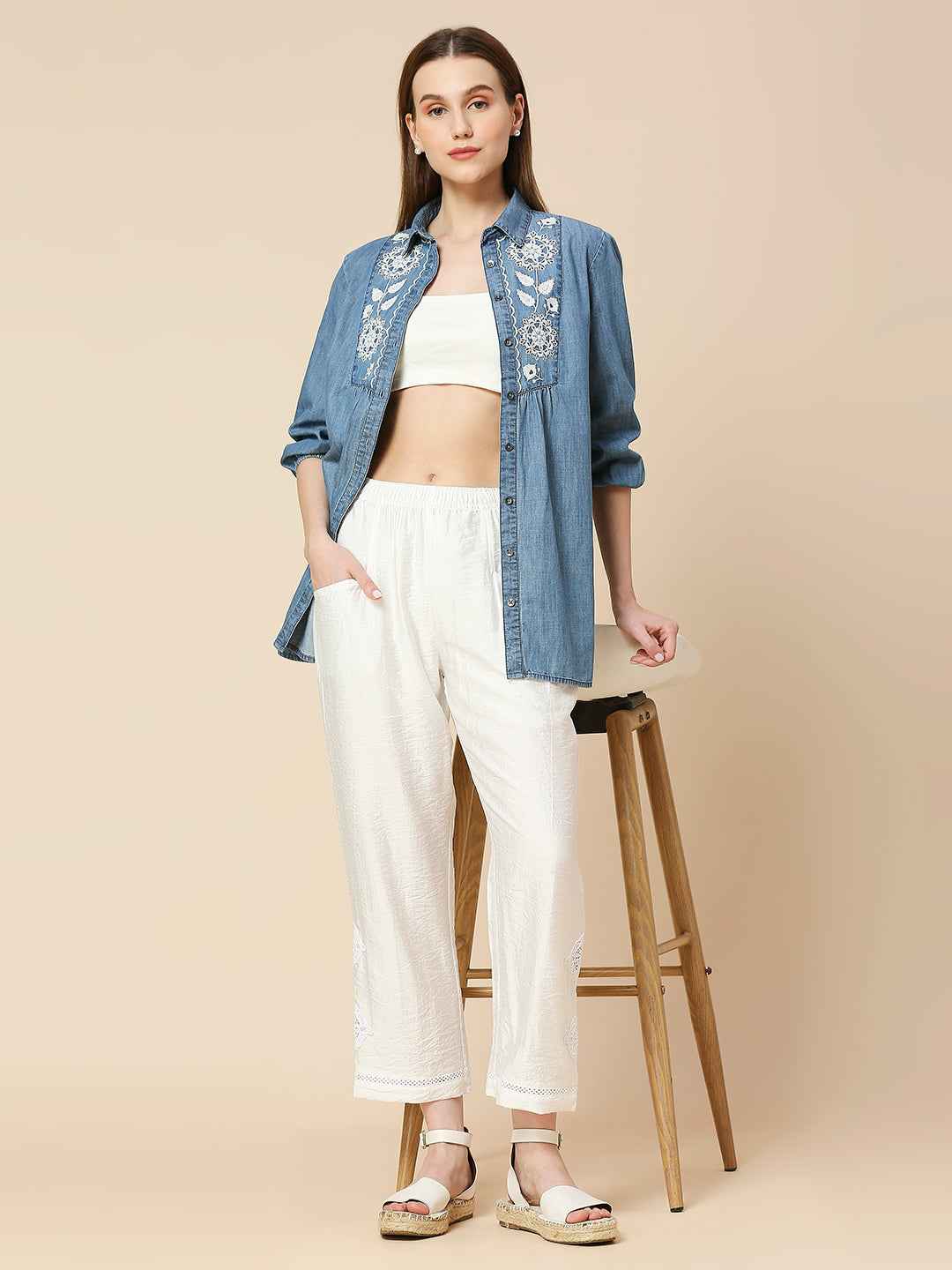 POLY CRUSH PULL ON PJ'S WITH CROCHET PATCH INSERTS & TRIMMING