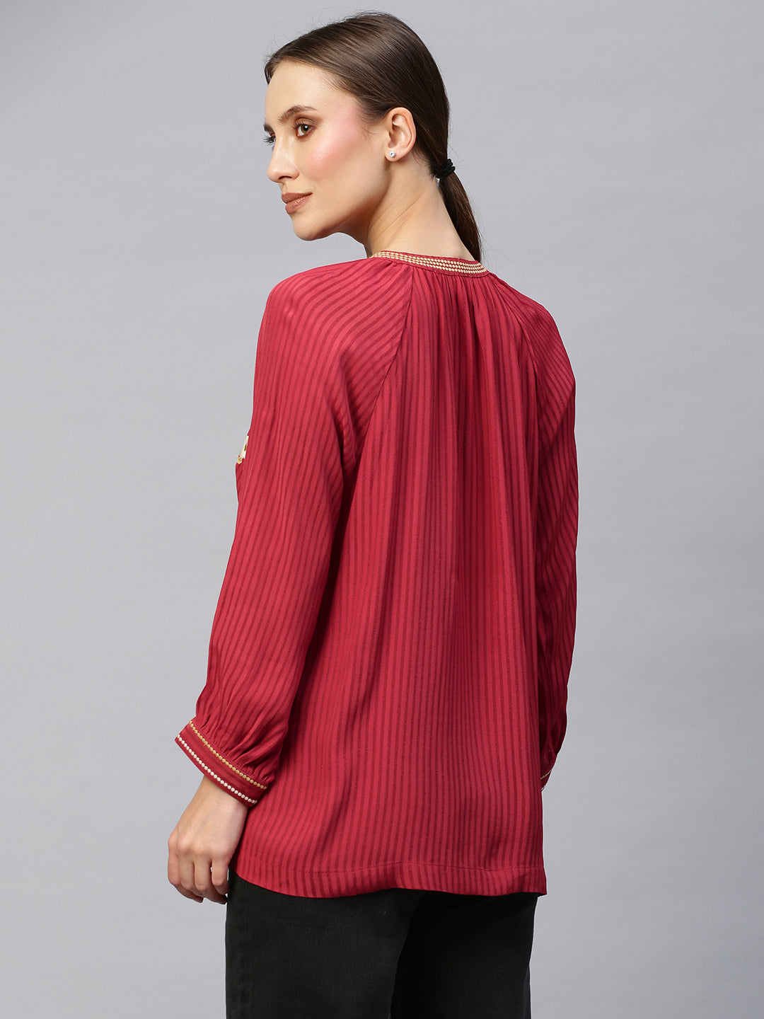 Viscose Crepe Dobby Embroidered Tunic Top