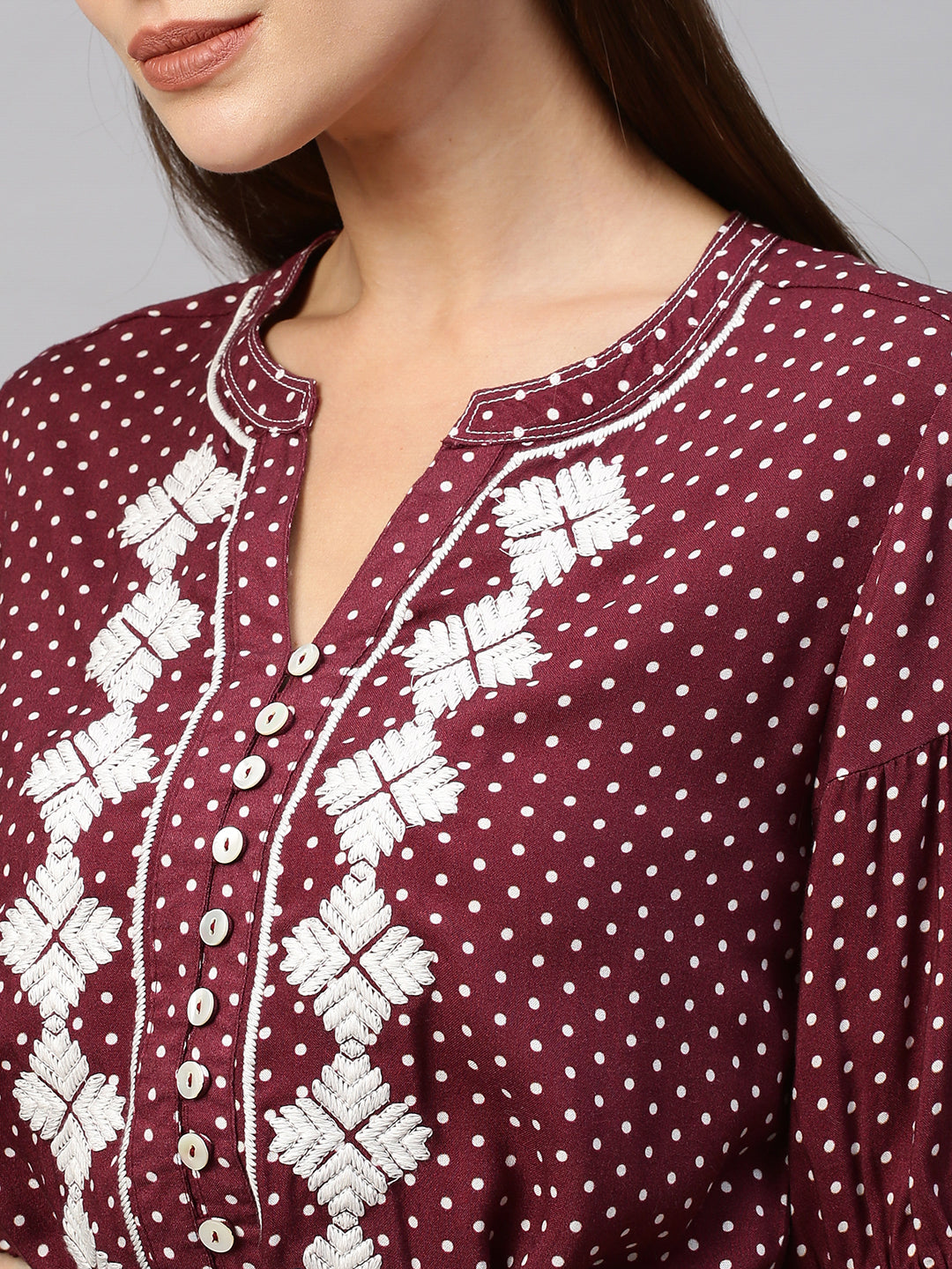 Printed Rayon, Embroidered Synched Waist Flared Shirt Dress