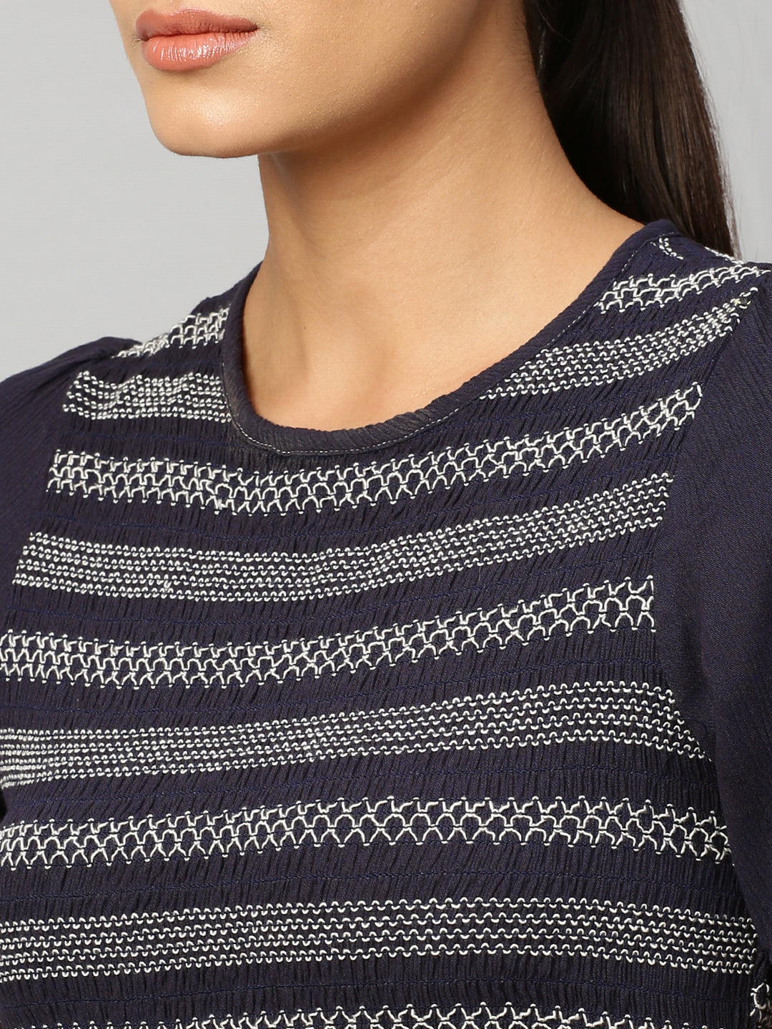 Crinkle Rayon Smocked Basque Dress