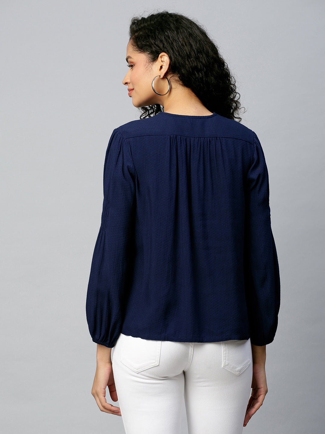 Rayon Dobby Embroidered Tunic Top