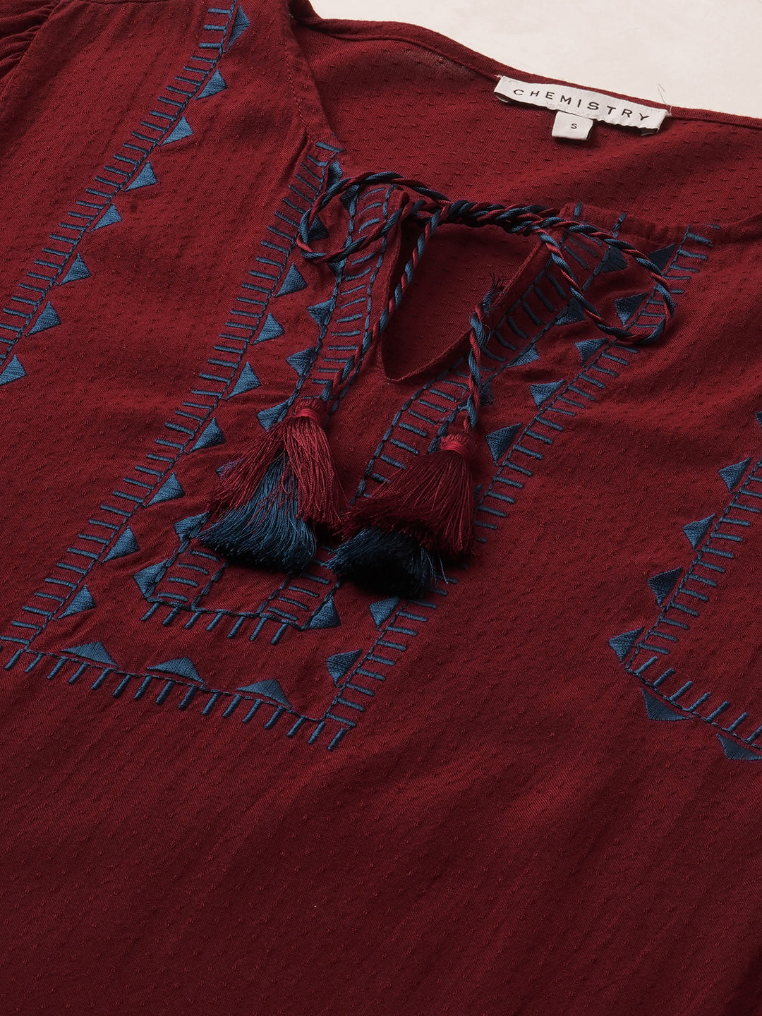 Rayon Dobby Embroidered Tunic Top