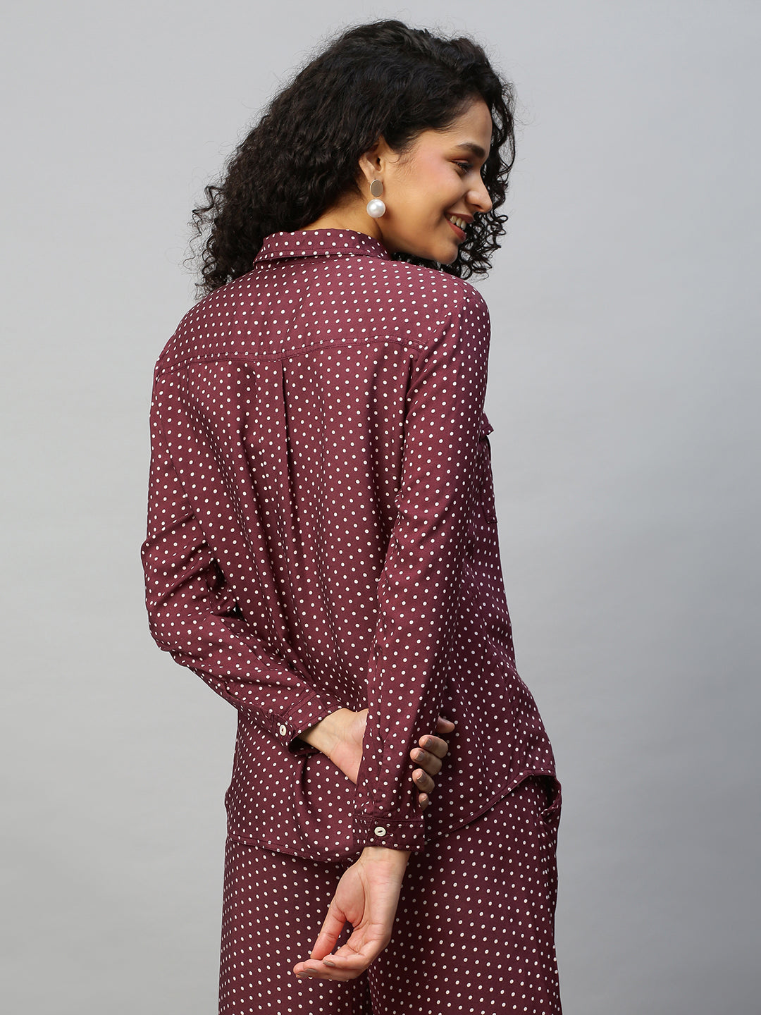 Rayon Dot Print Slim Fit Shirt