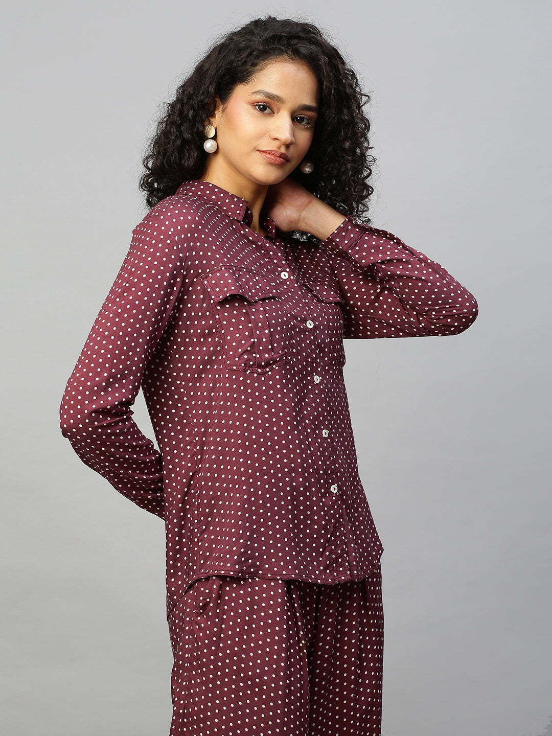 Rayon Dot Print Slim Fit Shirt